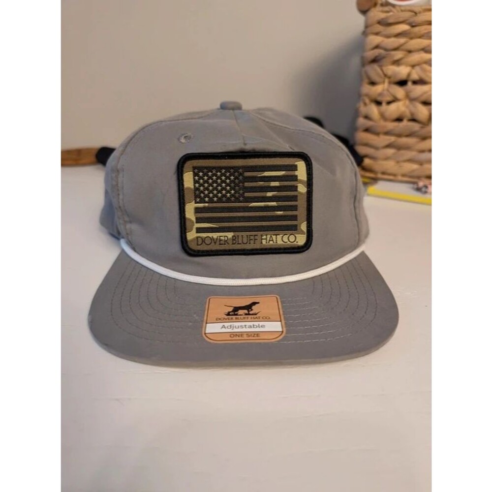 NWT Dover Bluff Hat Co. Gray Rope Trucker Snapback Hat